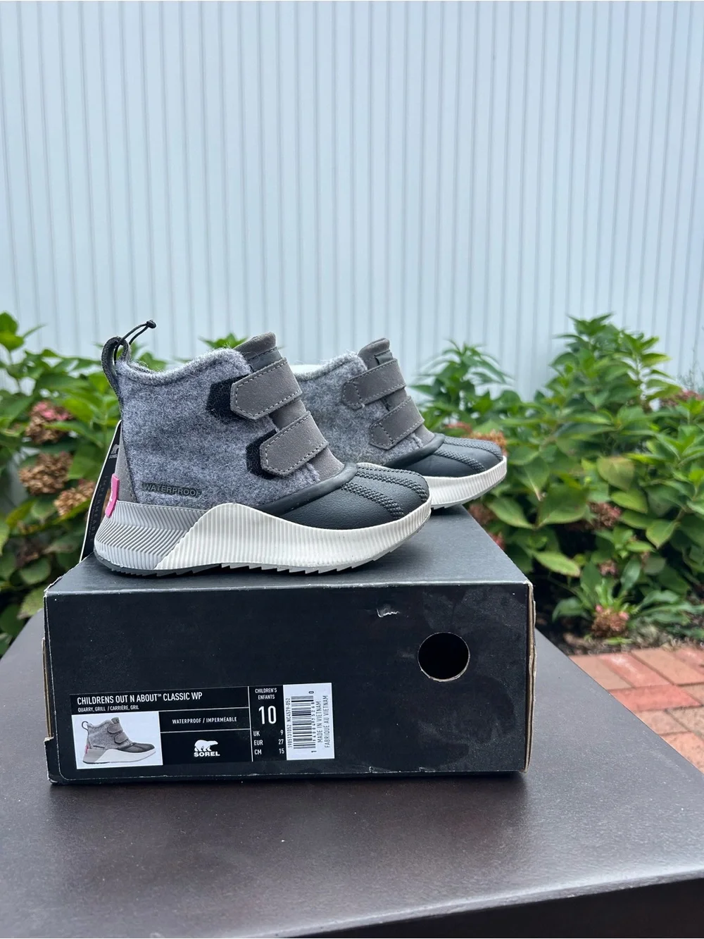 Sorel Kids Gray Waterproof Hook-and-Loop Rain Boots